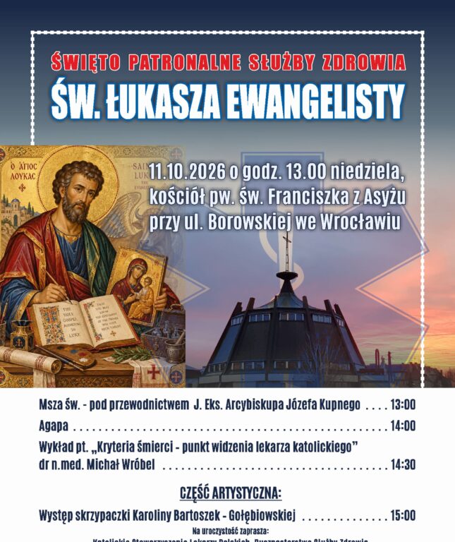 ZAPROSZENIE NA ŚWIĘTO PATRONALNE SŁUŻBY ZDROWIA
